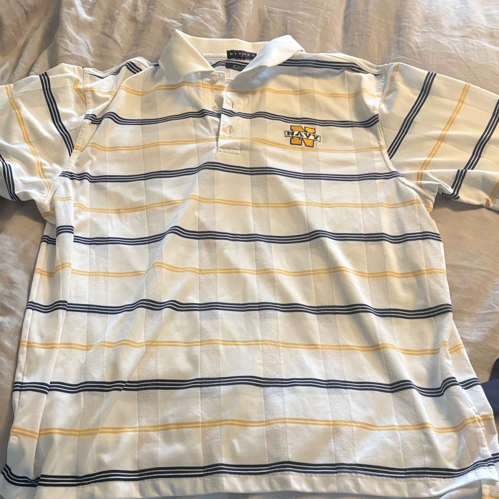 Never Worn Navy and Yellow Striped Polo Shirt